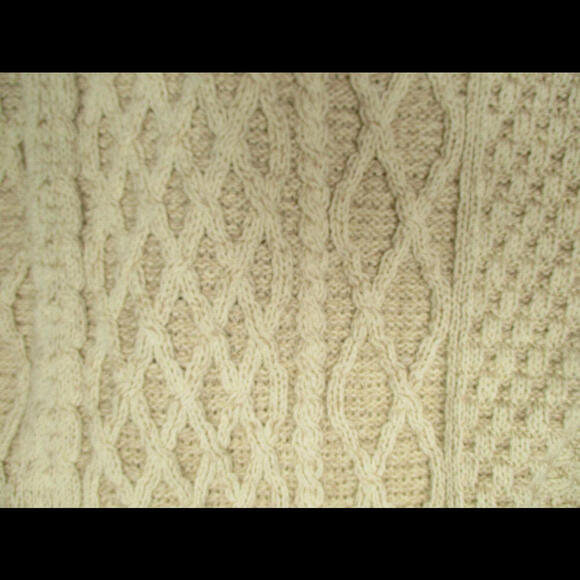 Carraigdonn Merino Wool Cardigan Sweater Large Chunky Cable Knit Cream Ireland - Picture 4 of 9